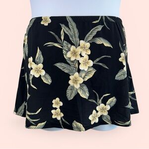 Lands’ End Women’s 14 Black/Beige Floral Swim Skirt